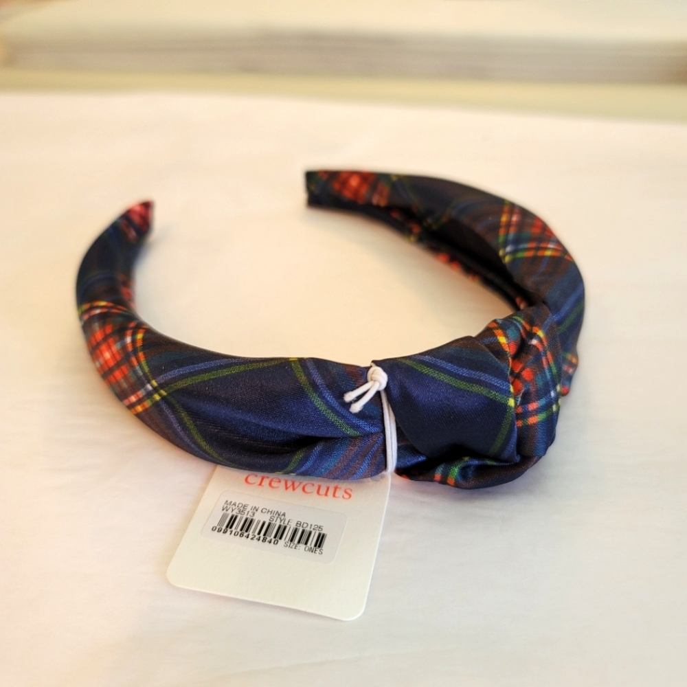 New! J. Crew Crewcuts Girls Blue Tartan Plaid Headband Hair NWT
